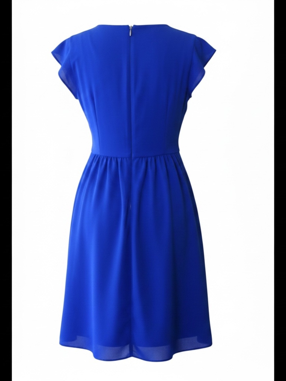 Rebecca Taylor Mini Dress Size 0 Royal Blue Fit & Flare Short Sleeve Zip Back - Picture 10 of 10